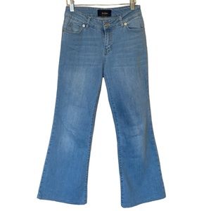 Tugba Style M4403 Mid Rise Light Wash Flare Jeans 4